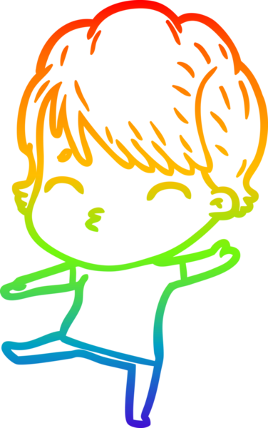 Gökkuşağı gradyan çizgi çizimi Bir insan tarafından çizilmiş bir çizgi kadın