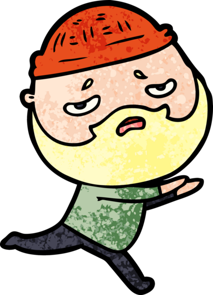 Bir insan tarafından çizilmiş sakallı endişeli bir adam.