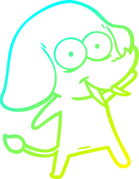 Bir insan tarafından çizilmiş mutlu bir filin soğuk gradyan çizgisi.