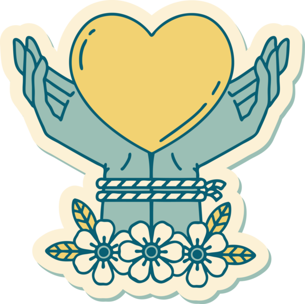 Dövme stili geleneksel eller ve bir insan tarafından çizilmiş bir kalp.