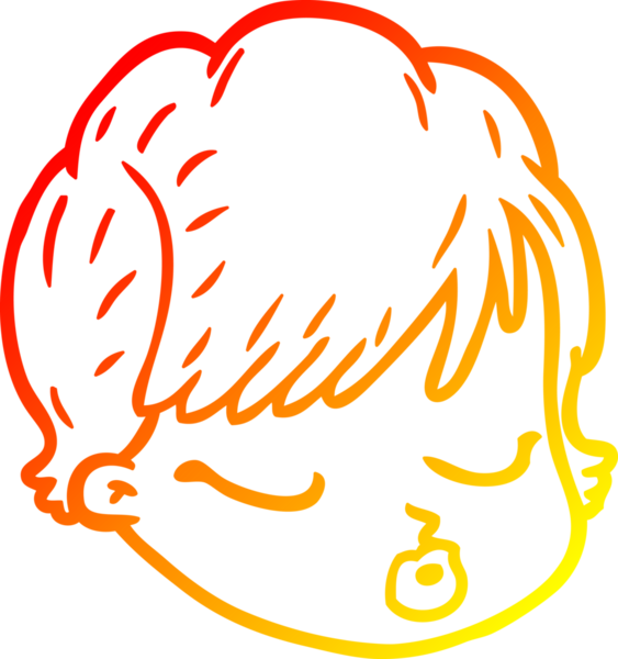 Bir insan tarafından çizilmiş bir çizgi kadın yüzünün sıcak çizgi çizimi