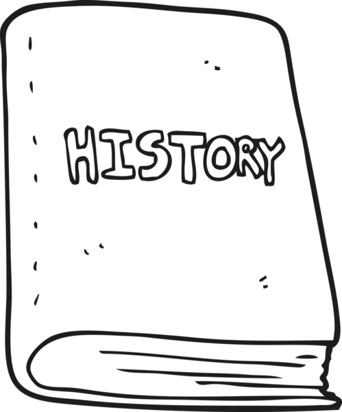 Bir insan tarafından çizilmiş siyah beyaz karikatür tarih kitabı.