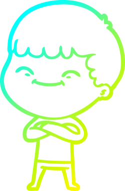 Bir çizgi film karakteri çizen soğuk çizgi bir insan tarafından çizilmiş mutlu çocuk.