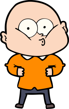 Bir insan tarafından çizilmiş kel bir adam.