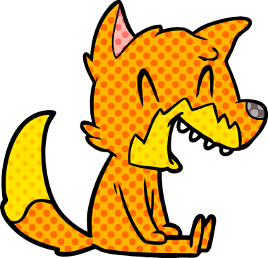 Bir insan tarafından çizilmiş tilki çizgi film karakteri