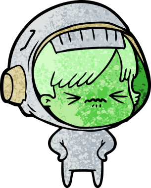 Bir insan tarafından çizilmiş astronot kadın.