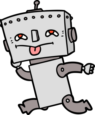 Bir insan tarafından çizilmiş çizgi film robotu