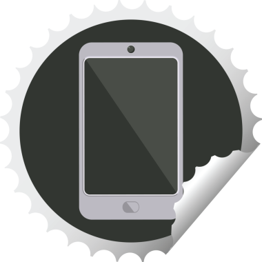 cep telefonu grafik vektör illüstrasyon yuvarlak etiketi bir insan tarafından çizilmiş