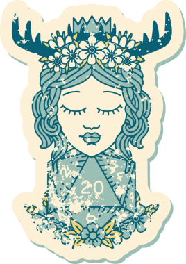 Retro Dövme Tarzı İnsan Druid Bir insan tarafından çizilmiş doğal yirmi zar ile