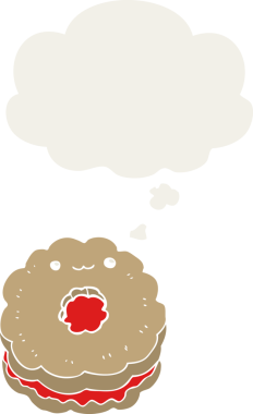 Düşünce baloncuklu çizgi film bisküvisi insan tarafından çizilmiş.