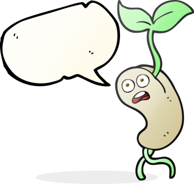 Bir insan tarafından çizilmiş serbest konuşma balonu karikatürü filizlenen tohum.