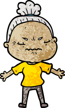 Çizgi film bir insan tarafından çizilmiş yaşlı bir kadın tarafından rahatsız edildi.