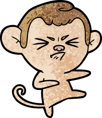 Bir insan tarafından çizilmiş kızgın maymun çizgi filmi.