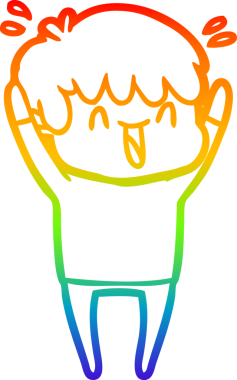 Gökkuşağının gradyan çizimi bir insan tarafından çizilmiş bir çizgi film karakteri.