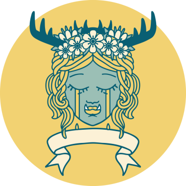 Retro Dövme Biçimi Ağlayan Ork Druid karakteri bir insan tarafından çizilmiş