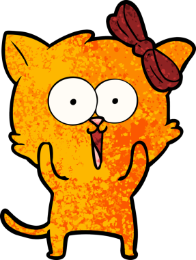 Bir insan tarafından çizilmiş çizgi film kedisi.