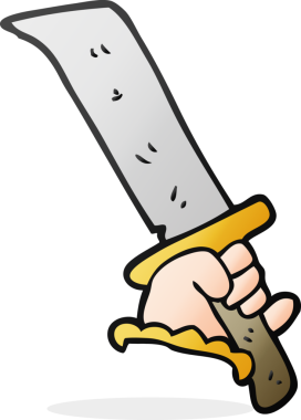 Bir insan tarafından çizilmiş kılıçlı el çizimi bir karikatür.