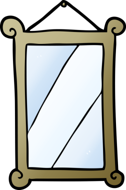 Bir insan tarafından çizilmiş eski bir ayna çerçevesi.