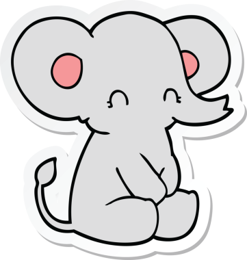 Bir insan tarafından çizilmiş şirin bir fil çıkartması.