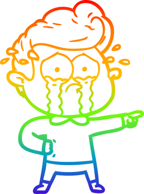 Bir insan tarafından çizilmiş ağlayan bir adamın çizdiği gökkuşağı gradyan çizgisi.