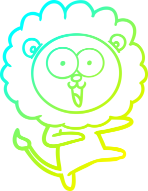 Bir insan tarafından çizilmiş mutlu çizgi film aslanı çizimi.