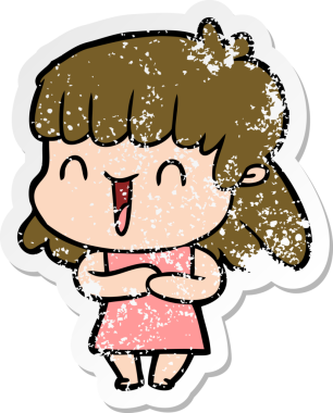 Bir insan tarafından çizilmiş karikatür bir kadının sıkıntılı çıkartması.