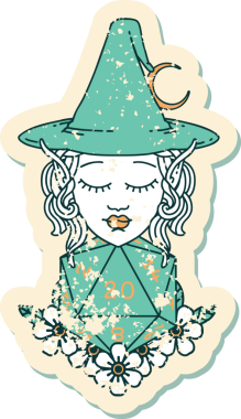 Retro Dövme Biçimli elf karakteri Bir insan tarafından çizilmiş doğal yirmi zar atışıyla