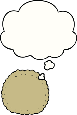 Bir insan tarafından çizilmiş düşünce balonlu bisküvi.