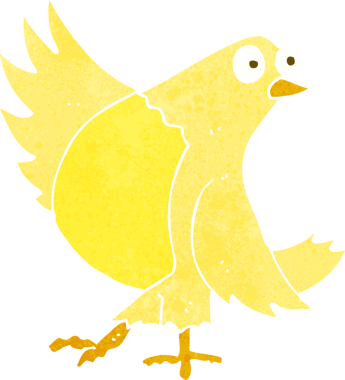 Bir insan tarafından çizilmiş dans eden bir kuş.