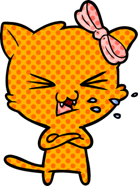 Bir insan tarafından çizilmiş çizgi film kedisi.