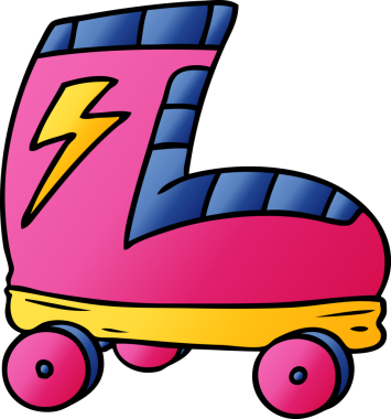 Bir insan tarafından çizilmiş el çizimi çizgi film karalamalı paten çizimi