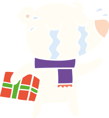 Düz renkli çizgi film ağlayan bir insan tarafından çizilmiş kutup ayısı.