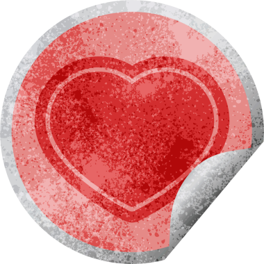 kalp sembolü grafik vektör çizimi bir insan tarafından çizilmiş dairesel etiket