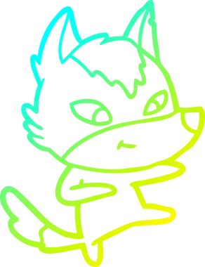 Bir insan tarafından çizilmiş, dost canlısı bir kurt çizgi filminin çizimi.