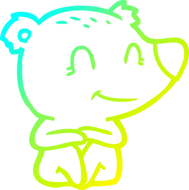 Bir insan tarafından çizilmiş gülen kutup ayısı çizgi filmi.