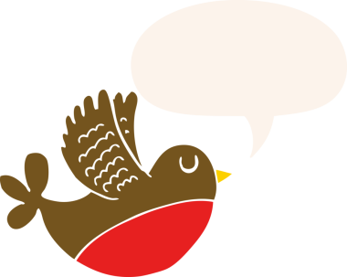 bir insan tarafından çizilmiş, konuşma baloncuklu uçan kuş.