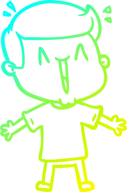 Bir insan tarafından çizilmiş, heyecanlı bir çizgi film çizimi.