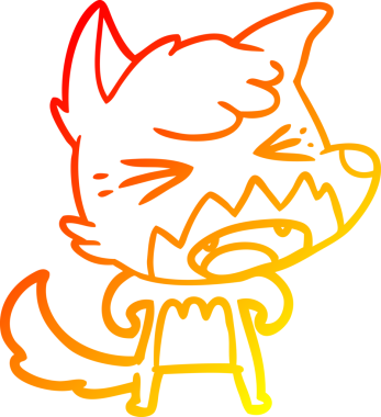 Bir insan tarafından çizilmiş kızgın bir tilkinin sıcak çizgi çizimi