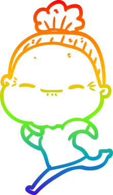 Gökkuşağı gradyan çizimi bir insan tarafından çizilmiş barışçıl yaşlı bir kadının çizimi