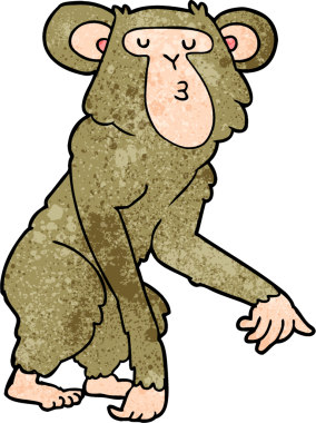 bir insan tarafından çizilmiş şempanze çizgi filmi