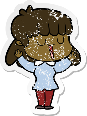 Bir insan tarafından çizilmiş karikatür bir kadının sıkıntılı çıkartması.