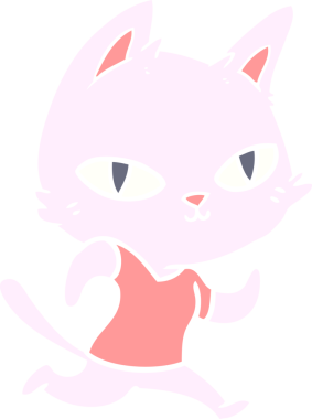 Bir insan tarafından çizilmiş düz renkli çizgi film kedisi