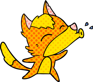 Bir insan tarafından çizilmiş tilki çizgi film karakteri