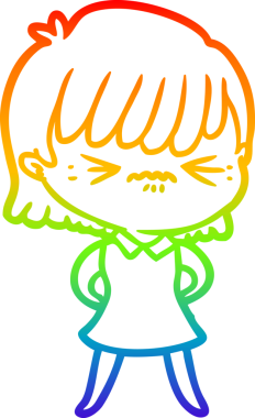 gökkuşağı gradyan çizimi bir insan tarafından çizilmiş bir çizgi film kızı