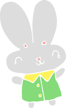 Sevimli düz renkli çizgi film. Bir insan tarafından çizilmiş minik tavşan.