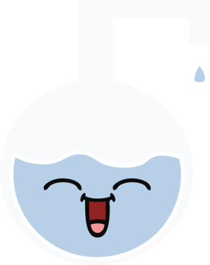 Bir insan tarafından çizilmiş bir bilim deneyinin düz renkli retro karikatürü