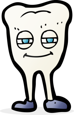 Bir insan tarafından çizilmiş gülümseyen diş.