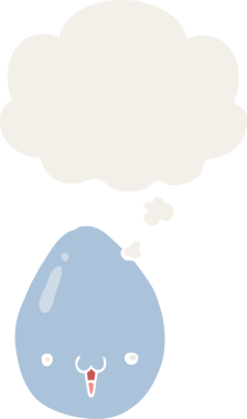 Düşünce baloncuklu çizgi film yumurtası insan tarafından çizilmiş.