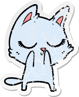 Bir insan tarafından çizilmiş sakin bir çizgi film kedisinin sıkıntılı çıkartması.