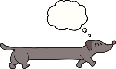 Bir insan tarafından çizilmiş serbest çizim balon karikatür dachshund